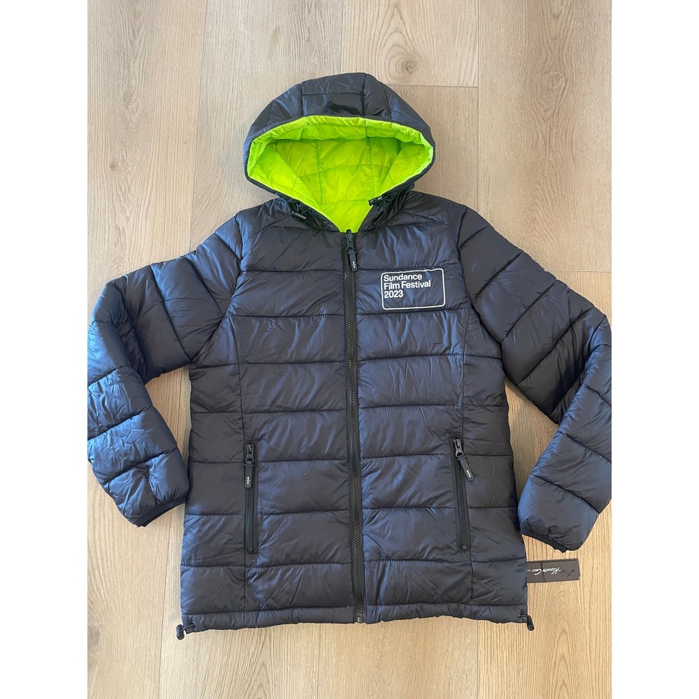 Kenneth Cole Sundance Film Festival 2023 Reversible Puffer Jacket Black Neon S